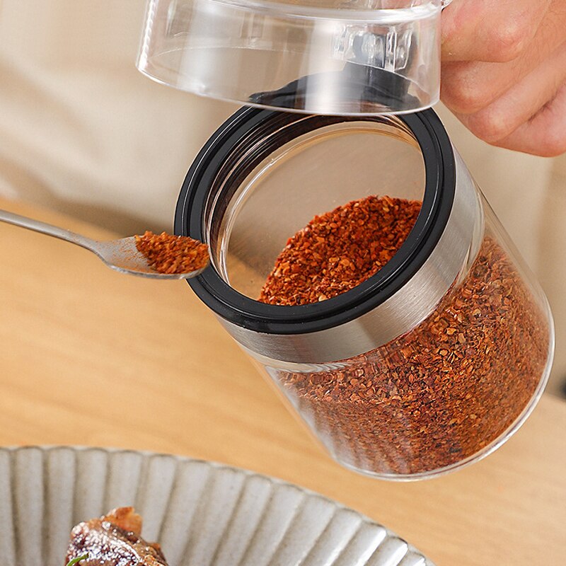 Glas køkken krydderi flaske stor diameter paprika salt peber krydderier arrangør krukke madlavning krydderi beholder tilbehør