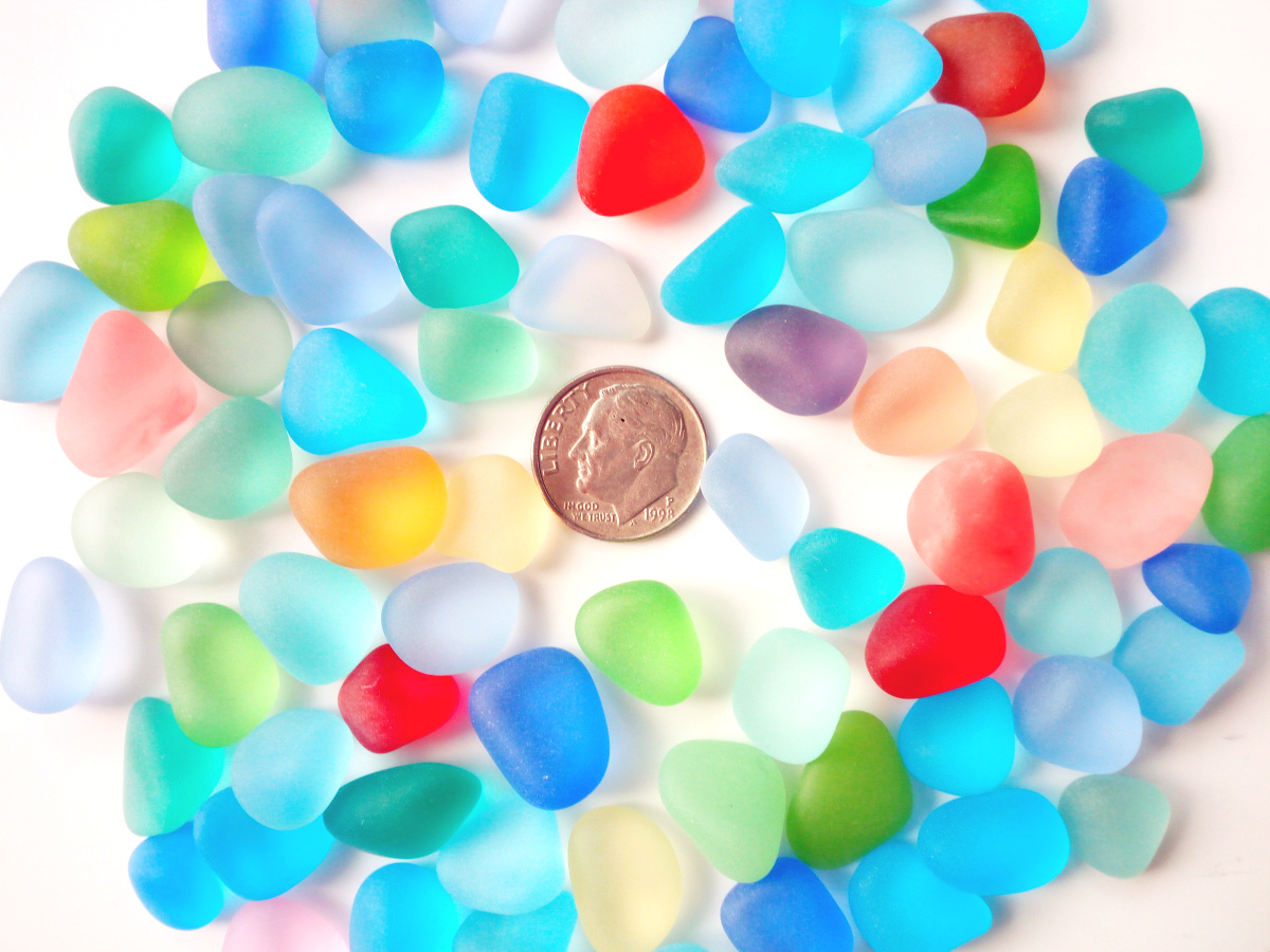 30 Pieces Sea Glass Beads/Beach Glass Beads for Jewelry Making ,Big Size(12-16mm Length))
