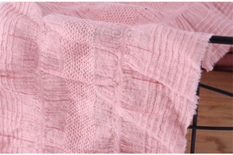 Halve Meter Zachte Rimpel Jacquard 100% Katoen Stof Voor Jurk Gallus Pyjama Meisje Kledingstuk Materiaal T1628: pink