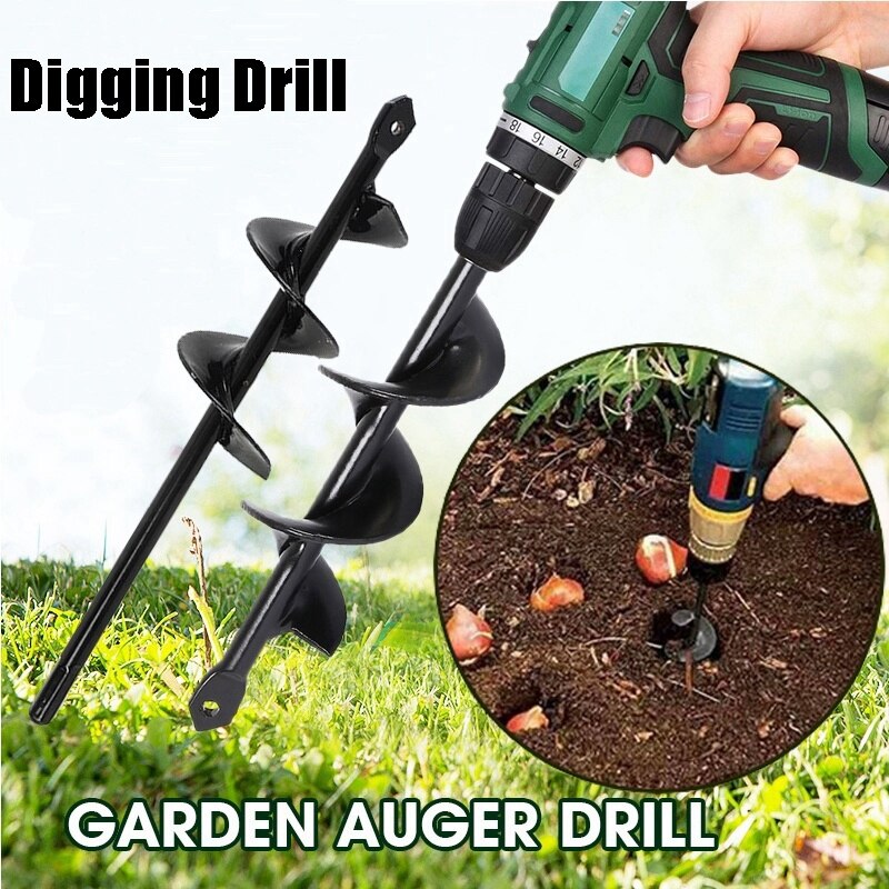 Sindax Garden Auger Spiral Drill Bit Roto Planter Bulb HEX Shaft Drill Auger Yard Gardening Bedding Planting Hole Digger Tool