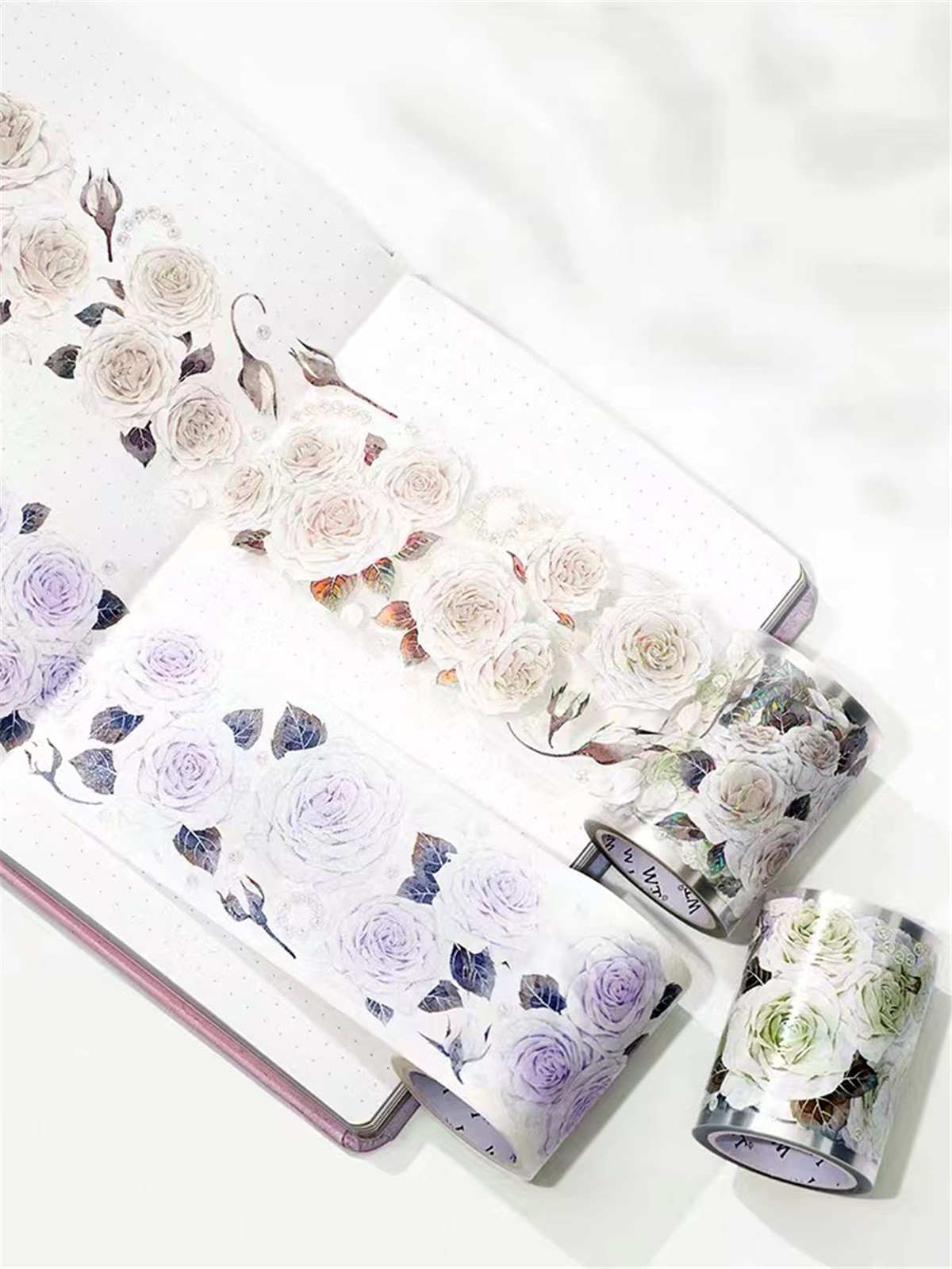 Vintage Roze Groene Paarse Roos Washi Pet Tape Voor Planner Card Maken Diy Scrapbooking Plan Decoratieve Sticker