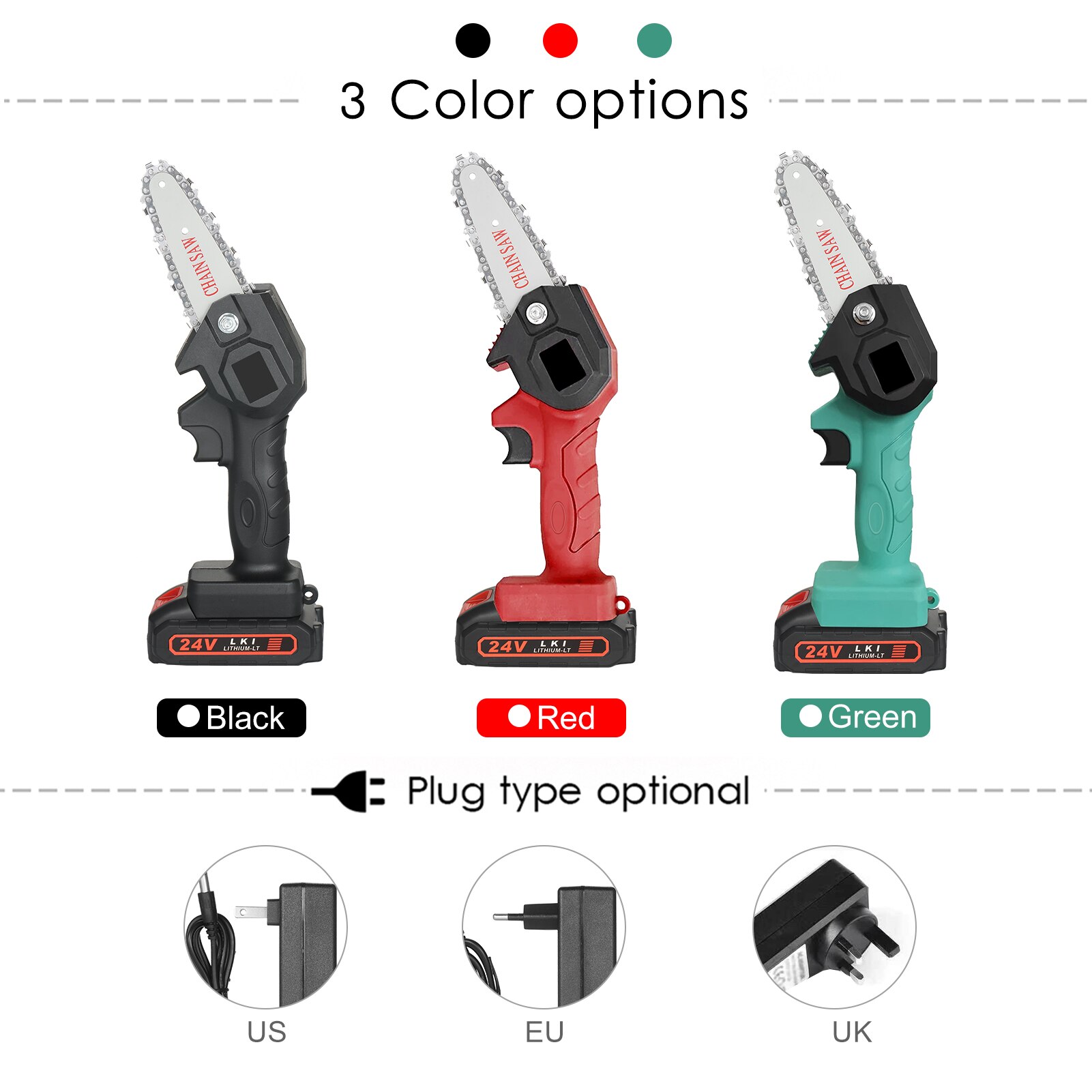 24V Mini Chainsaw 4-Inch 1500mAh Cordless Power Chain Saws Portable Electric Pruning Saw for Courtyard Tree Branch Wood Cutting