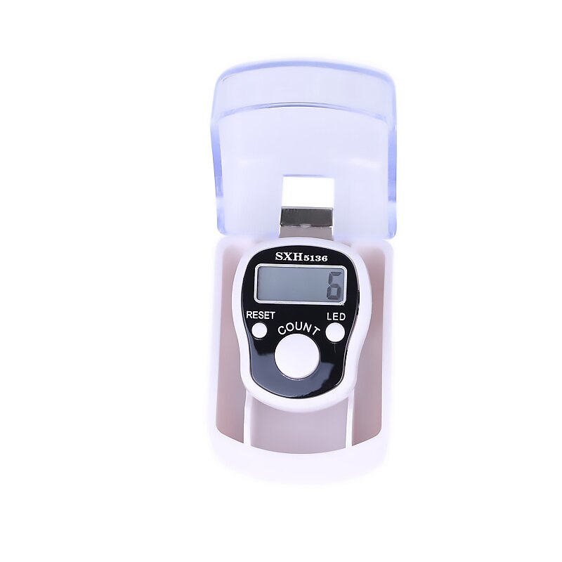 Mini Stitch Marker Row Finger Counter LCD Electric Digital Display with LED Light LED Finger Counter: White