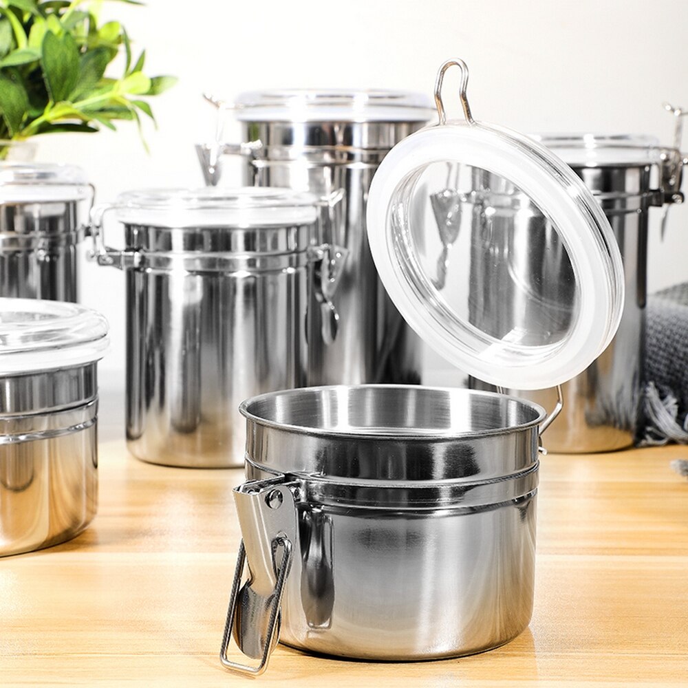 Latas selladas de acero inoxidable, tarro de vidrio para almacenamiento de alimentos, sin plomo, botellas de almacenamiento de cocina, latas, hebilla de almacenamiento de grano, mantenimiento fresco, cans5