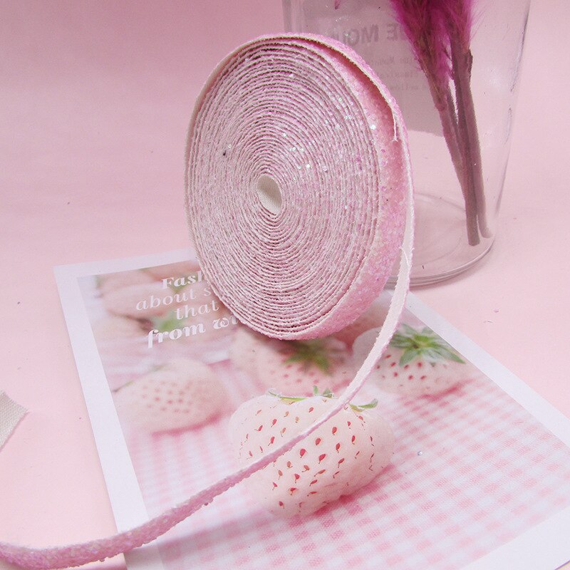 5 meter 10mm glitter pailletten linten voor doe-het-zelf knutselen naaien stof haar strikken clips accessoires feest bruiloft benodigdheden inpakpapier: Roze