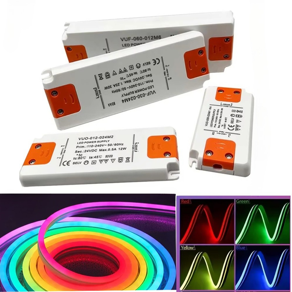 Dc12v/24v tynne led-driver ballast 6w 12w 30w 60w transformator strømforsyning  ac110-220v adapter for skaplamper lyslist