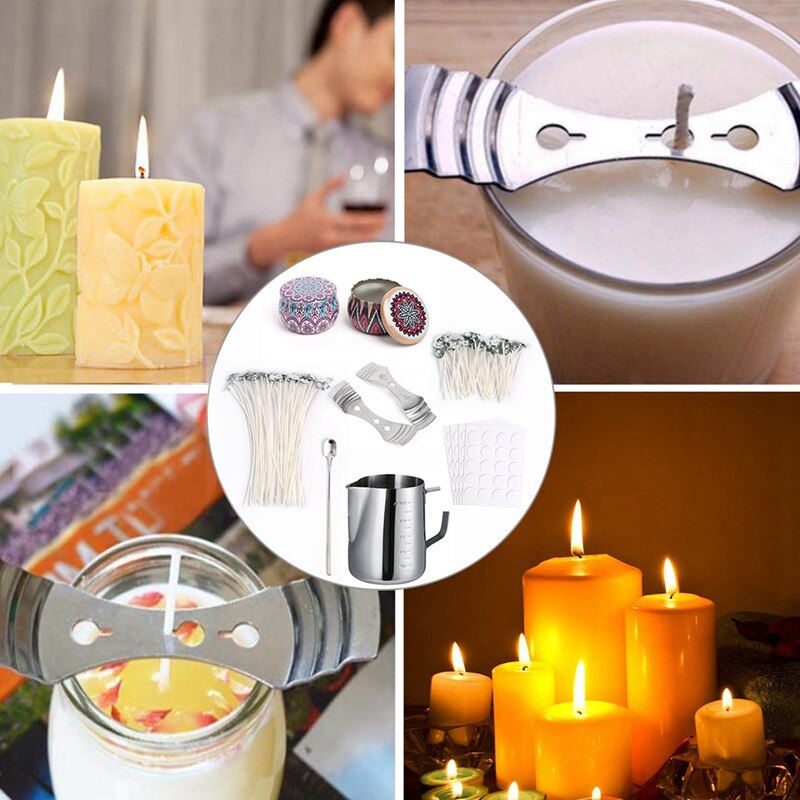 Candle Making Supplies Kit,DIY Candles Craft Tools with Candle Box,Candle Wicks,Wick Holder,Dots Wick Double Stickers