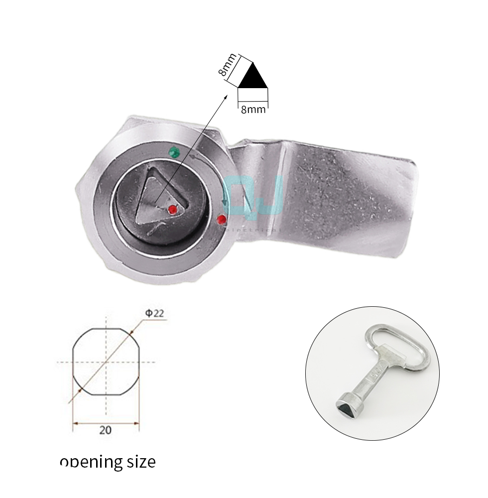 1set 22mm installation Power distribution cabinet lock panel lock 304 stainless steel lock, cam cabinet lock,, tin box,: triangle with mark