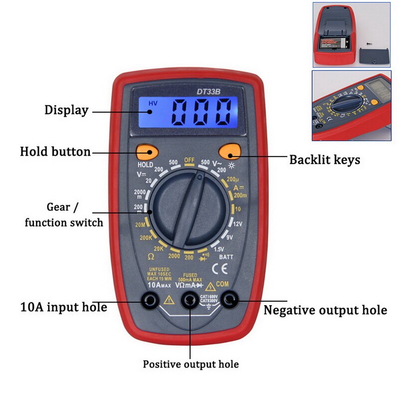 DT33B Multimeter Voltage Resistance Capacitor DC/AC Testing Electrical Instruments and Meters-1