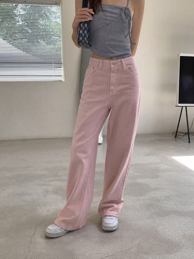 WEITING Y2K Vintage Hoge Taille Streetwear Stijl Blauwe Jeans Broek