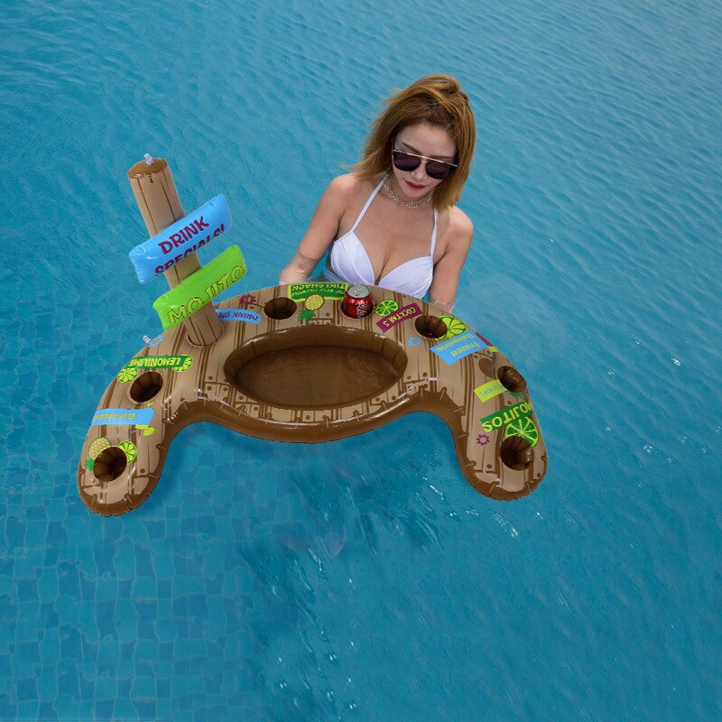 PVC Aufblasbare Schwimm Getränke Tasse Halfter Schwimmen Schwimmbad Tragbare Schwimmt Bar Untersetzer Geräte Eis Bar Watertop Spielzeug