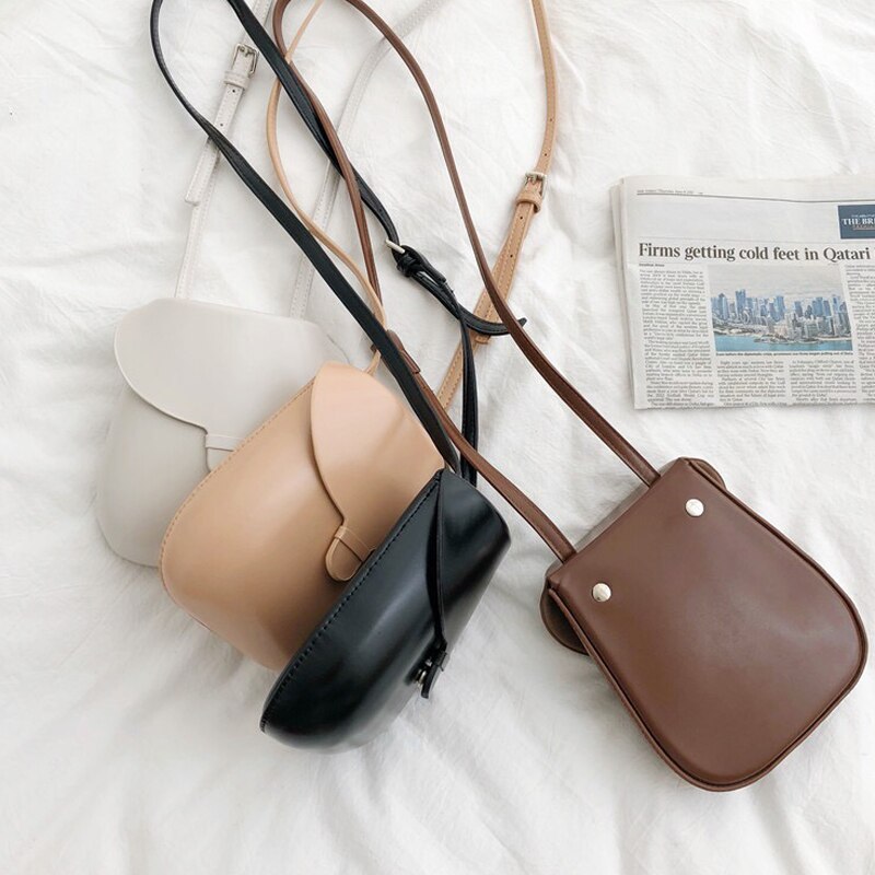 Vintage dames flap tas eenvoudige luxe zadel schoudertas kleine harde pu leren crossbody tassen geheel