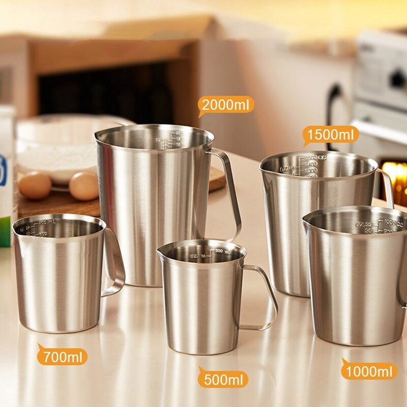 Stainless Steel Measuring Cup With Scale Milk Tea Mug Kitchen Baking Tea Large Capacity Measuring Cup