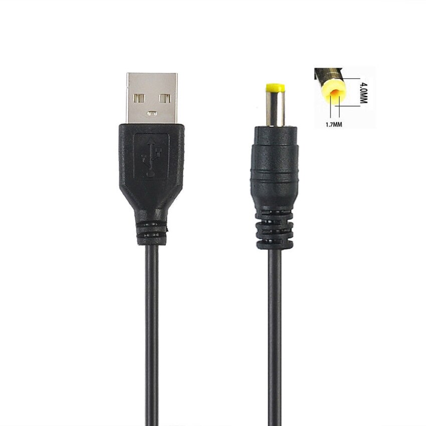 Câble d&#39;alimentation USB A mâle vers 2.1/2.5*0.7/4.0*1.7/3.5*1.35, 5.5mm, 5V DC: DC4.0 4.0mmx1.7mm