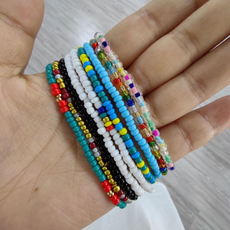 Kpop Kleurrijke Rijst Kralen Streng Armband Voor Vrouwen Meisjes Handgemaakte Gevlochten Lange Ketting Boho Sieraden Zomer Vrouwelijke