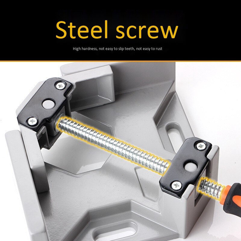 NUZAMAS 90 degree angle clamp right angle clamp aluminum alloy made, adjustable swing jaw angle clamp, woodworking vice wood metal welding gussets, double handle