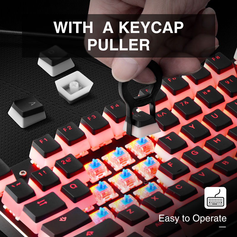 Havit Keycaps Pbt Pudding Keycap Set Double Shot Backlit Met Puller Voor Diy Cherry Mx Mechanische Toetsenbord, black & White
