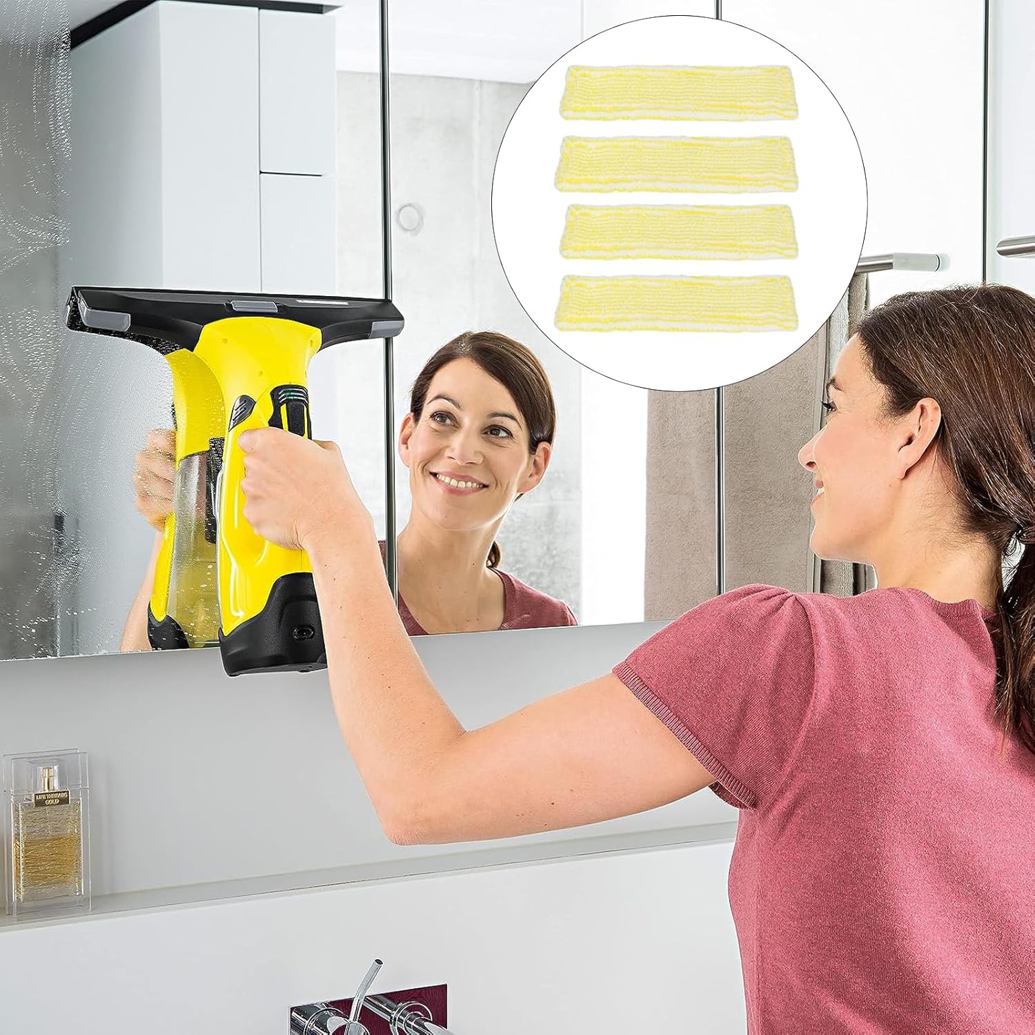 Chiffons de Nettoyage en Microfibre pour Karcher Bonnette Microfibre Lingette pour Lave Vitre Karcher WV2 WV5 WV6 Plus Premium pour Nettoyeur Vitre Aspirateur de Fenêtre Accessoires