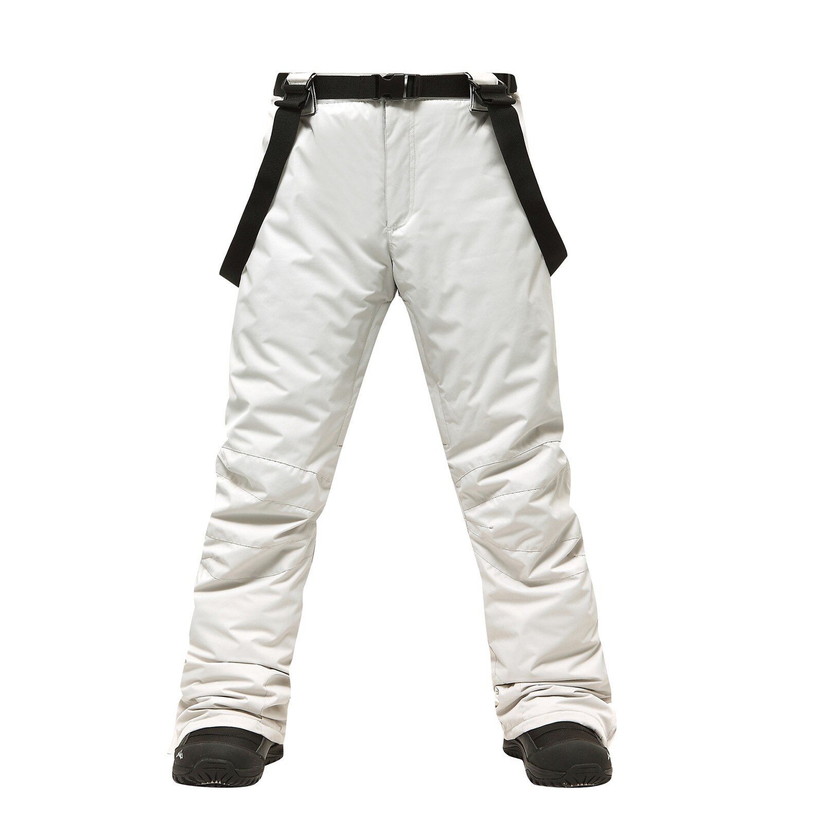 Pantalon de Ski à bretelles pour homme, imperméable, et isolé, coupe-vent, pour Snowboard, alpinisme, plein air, hiver: WHITE / L