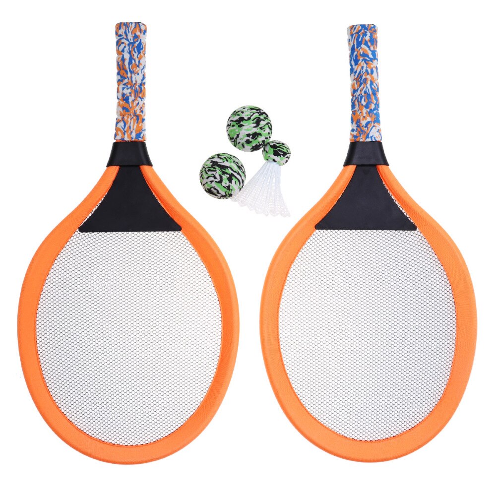 1 par børnetennisracket børn paling badminton ovale ketsjere spilrekvisitter til børnehave grundskole udendørs sport (: Orange
