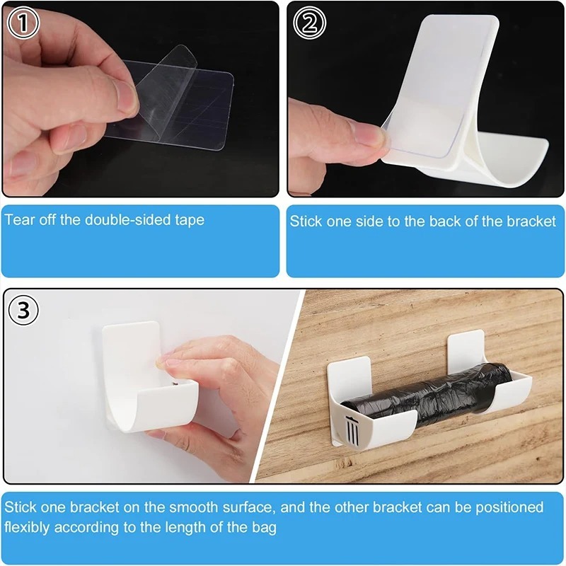 Trash Bags Shelf Holder Wall Mounted Trash Bags Holder Film Container Dispenser Garbage Bag Box Self-Adhesive Garbage Roll Racks