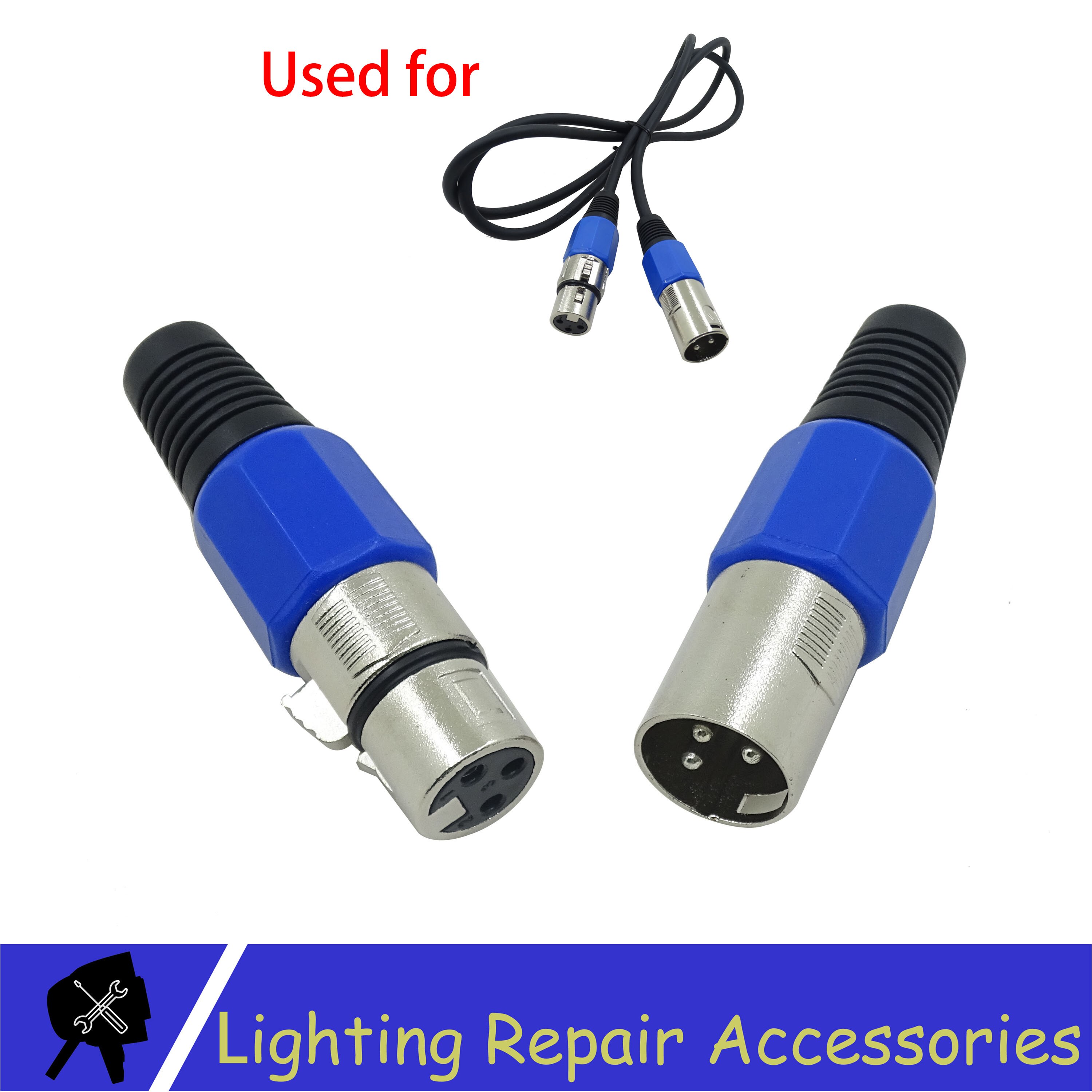 5 Sets 3-PIN XLR Metalen Connector Voor DMX Kabel Microfoon Kabel Blauw Audio Kabel Connector Stadium Licht Accessoires