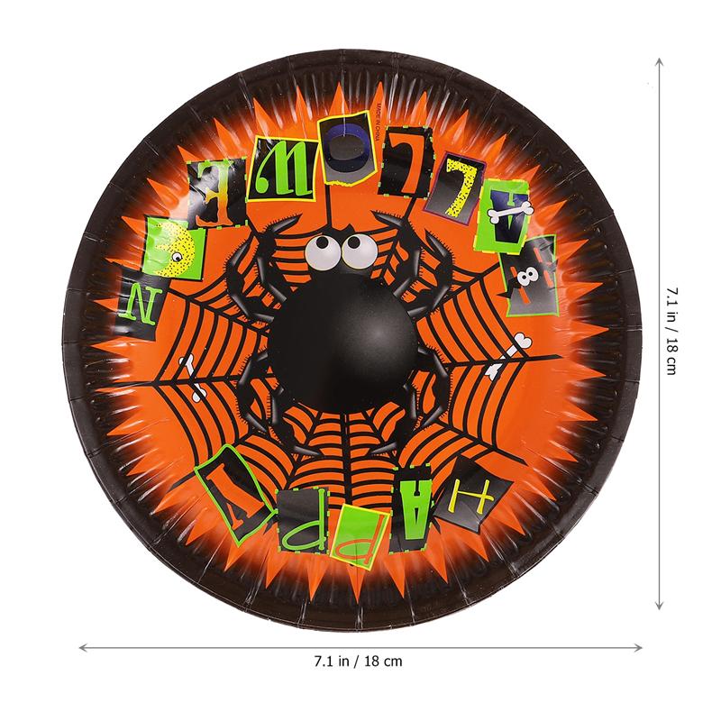 24 stk halloween papir tallerkener engangs tallerkener middag tallerkener halloween fest tilbehør papir fade (assorteret farve)