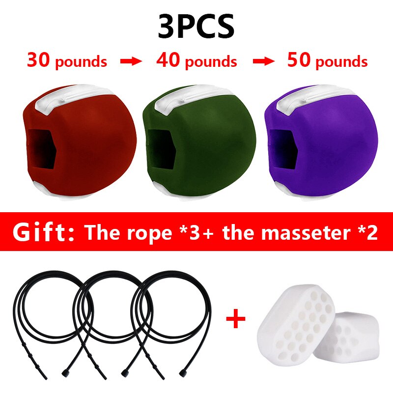 Jawzrsize Jaw Muscle ExerciserFitness Face Masseter men facial pop n go mouth jawline chew ball chew bite breaker training Body: red green purple