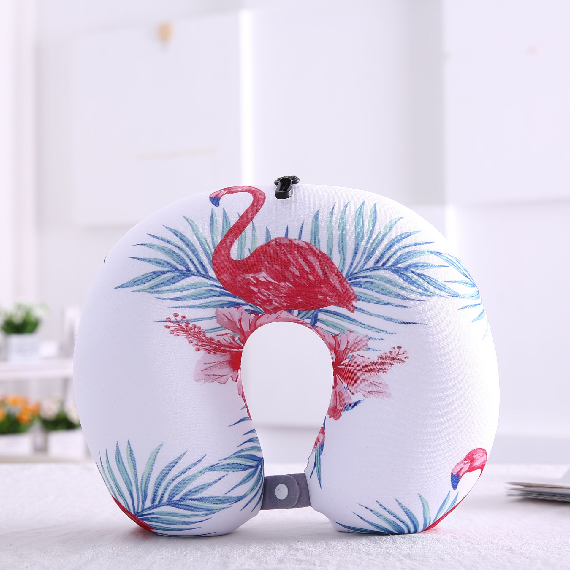 Flamingo U Shaped Travel Pillow Particles Neck Pillow Animal Printing Car Headres Super Soft Comfortable Pilow 32*32CM 1Pcs: COLOR 2