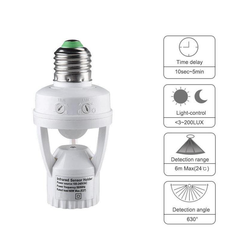 Infrared Body Sensor Lamp Holder E27 B22 Screw Sensor Holder Lamp Switch Sensor Led Lamp U5O2