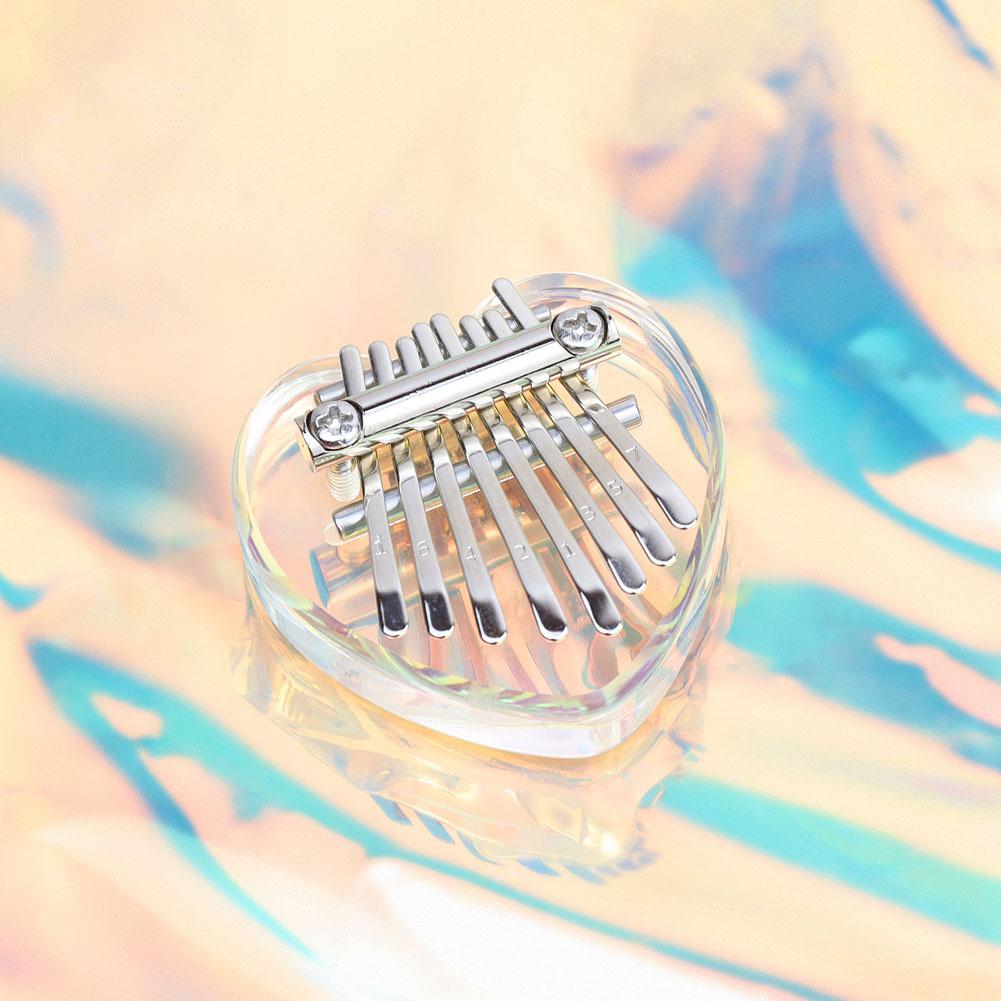 Mini Acrylic Kalimba 8-tone Crystal Heart Shape Kalimba Thumb Piano