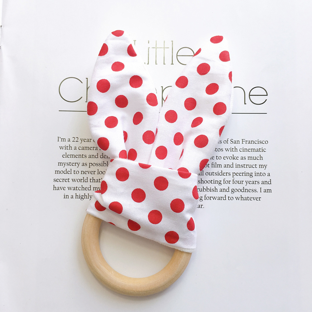 1Pcs Baby Bijtring Houten Ring Baby Bunny Oor Bijtring Kinderziektes Speelgoed Veilig Rustgevende Chew Douche Dental Oefening Speelgoed