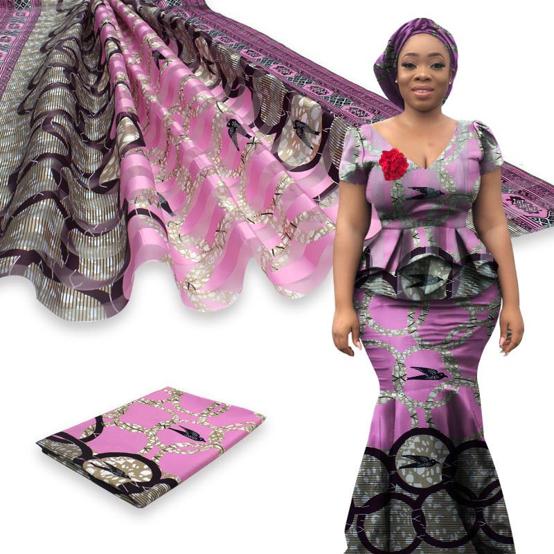 Ankara stof afrikansk ægte voks print 4 yards organza med 2 yards bånd materiale afrikansk silke ankara stof til tøj