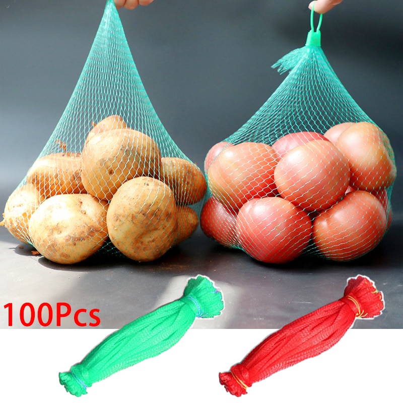 100 stk holdbart vandmelon mesh net tote håndtaske købmand løg kartoffel arrangør container hånd kasser hjem diverse arrangør