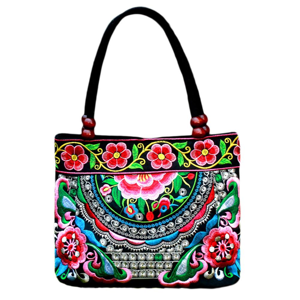 Ethnic Style Embroidered Bag Fashionable Handbag Retro Canvas Bag All-match Shoulder Bags Outdoor Personality Floral Women's Bag: G