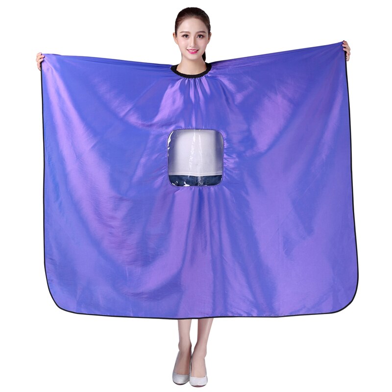 Salon Waterproof Haircut Cape With Visible Window Hair Dyeing Perming Styling Hairdresser Hairdressing Apron Cape: K081-Purple
