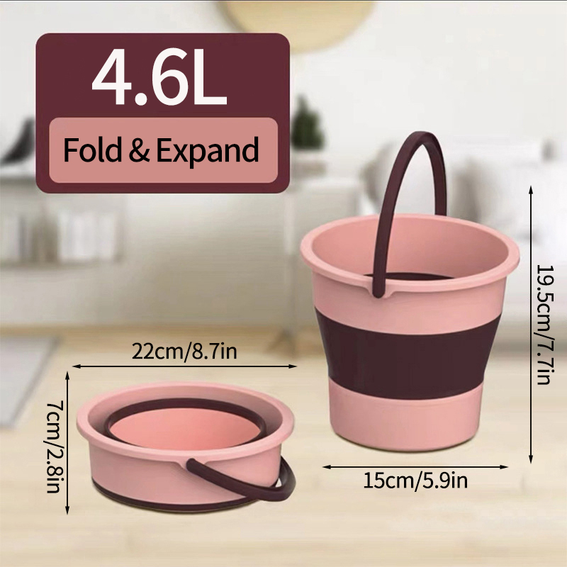 5/10L Foldable Silicone Bucket Portable Camping Water Container Car Wash Water Bucket Fishing Bucket Camping Shower Equipment: Beige