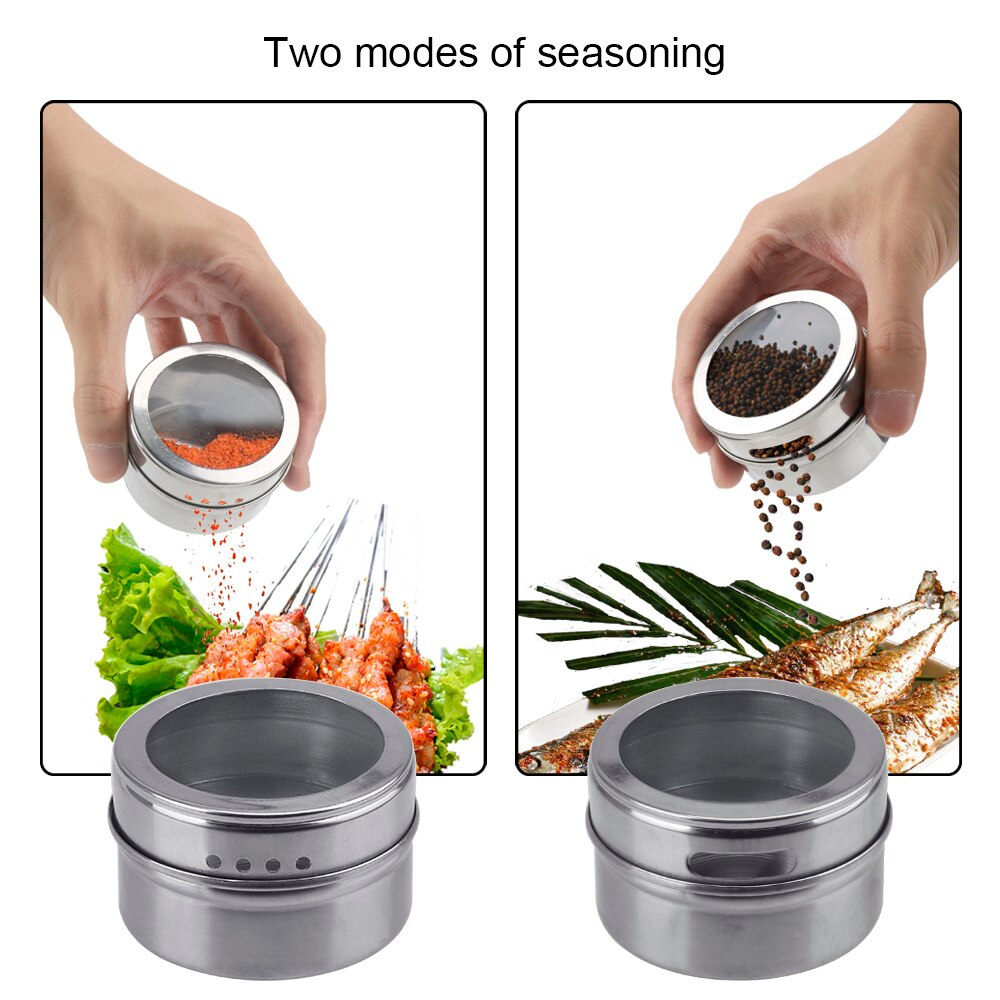 Magnetic Spice Jars Stainless Steel Spice Tins Spice Seasoning Containers With Spice Label