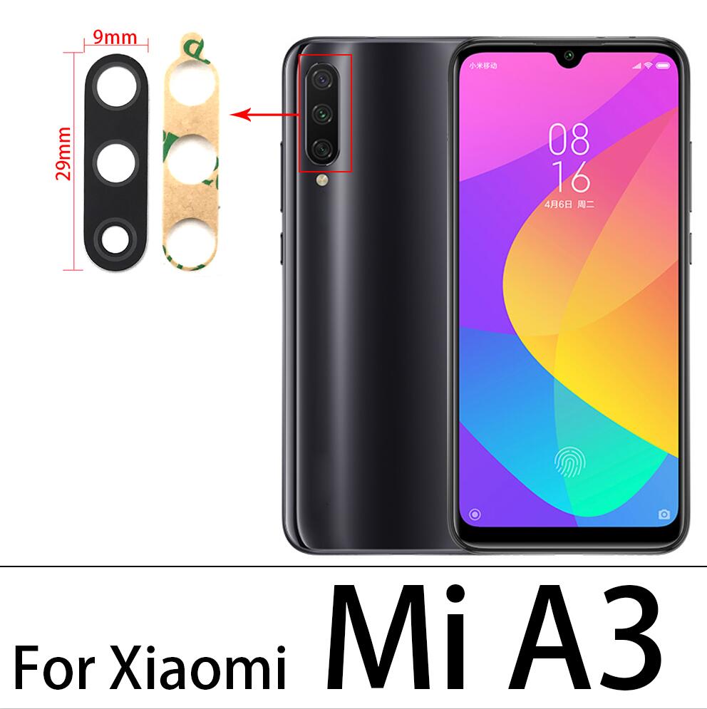 Back Camera Glass Cover Lens With Sticker For Xiaomi Mi A3 A1 A2 10T Lite Max 3 2 Mix 3 2S 2 10 Ultra Redmi Note 6 7 10 Pro 10S: For Mi A3