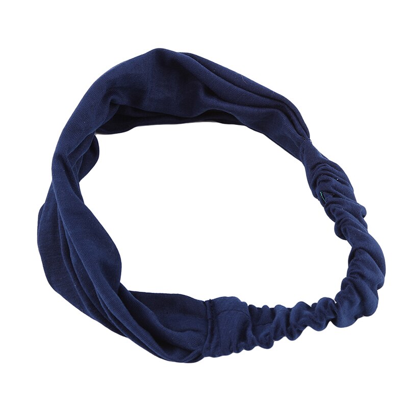 Stof Elastische Yoga Hoofdband Effen Kleur Brede Haarband Voor Vrouwen Yoga Haarband Sport Hoofdband Haar Accessoires: Navy