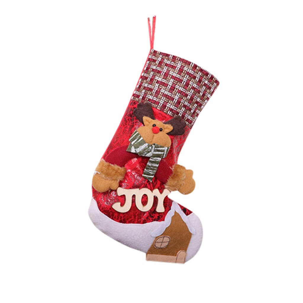 Vrolijk Kerstfeest Pluche Boom Opknoping Snoep Sokken Decoratieve Brief Patroon Kerstsok Bag Kerst Hanger