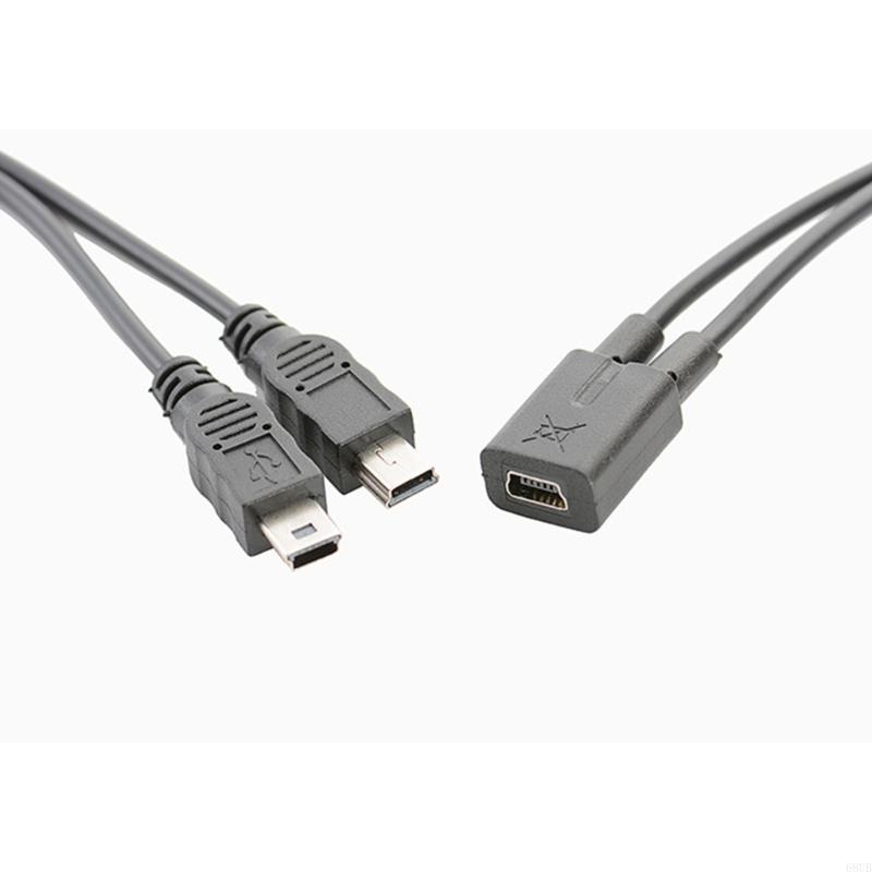 1Pack USB 2.0 Mini 5-pins splitterkabel, spuitgieten USB 2.0 Mini 5-pins vrouwelijk tot dubbele 2 mannelijke omzetter