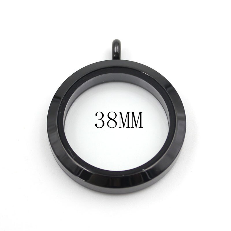 Top 20mm 25mm 30mm Waterproof Screw 316L Stainless Steel Floating Locket Pendant: black 38mm