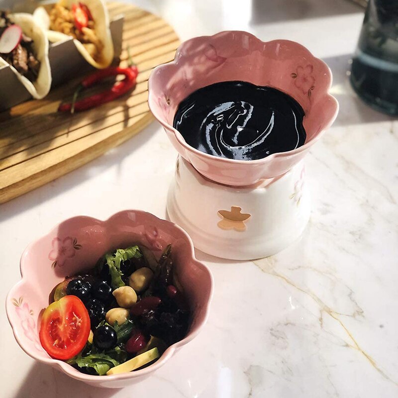 Kitchen Fondue Pot Set,Glazed Ceramic Fondue Pot for Cheese or Chocolate,Tapas,Butter Warmer Set.200 Ml.