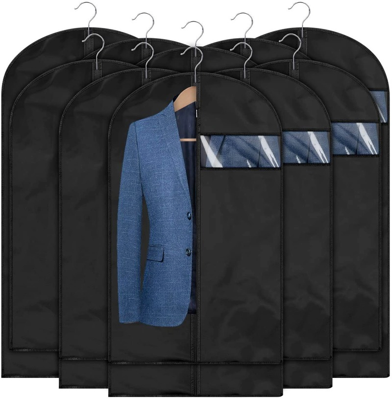 Housse anti-poussière pour vêtements, 5 pièces, sac à vêtements suspendu, housse de costume transparente suspendue, sac de manteau de placard de maison entièrement fermé