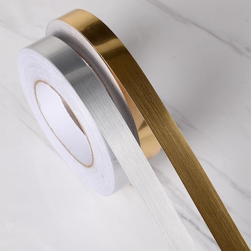 0.5/1/2*5000Cm Zilver/Goud Lijm Vloer Tegel Strip Naad Sticker Waterdicht Muur Afdichtingstape Koper folie Tape