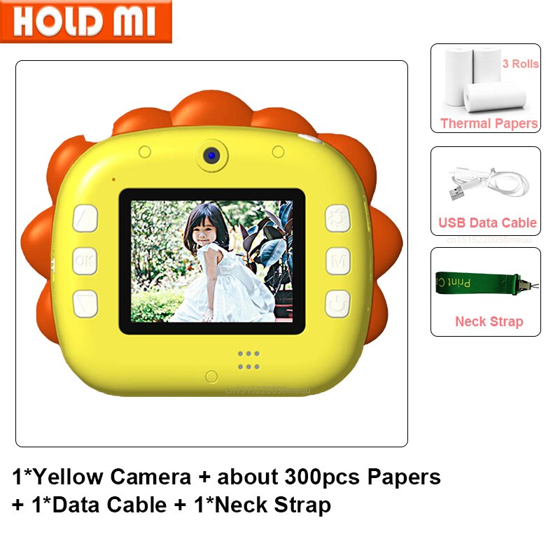 Fotocamera per bambini WIFI stampa istantanea fotocamera stampante termica Wireless WIFI telefono stampante 32GB Card 1080P HD giocattolo per fotocamera digitale per bambini: yellow