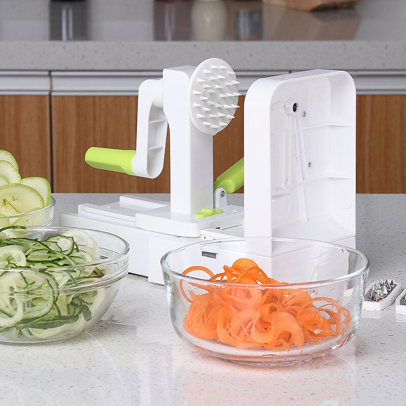 Trancheuse de légumes en spirale pour courgettes, pommes de terre Spaghetti avec 4 lames rotatives, ustensile de cuisine polyvalent