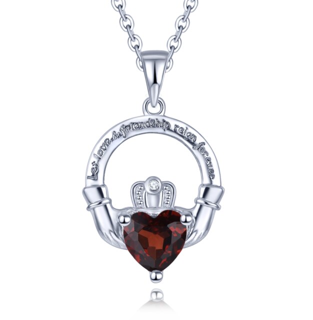 Hutang Colorful S925 Pendants for Women 0.76 Carats Created Emerald Heart Shape Women Romantic Lovely Silver Pendant: Natural Garnet