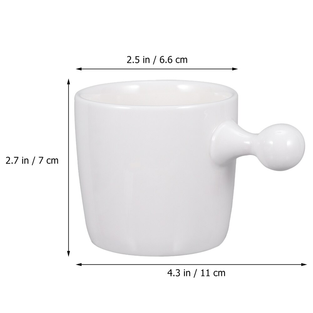 1pc Ceramic Cup Coffee Mug Teacup with Handle for Home Restaurant (White)